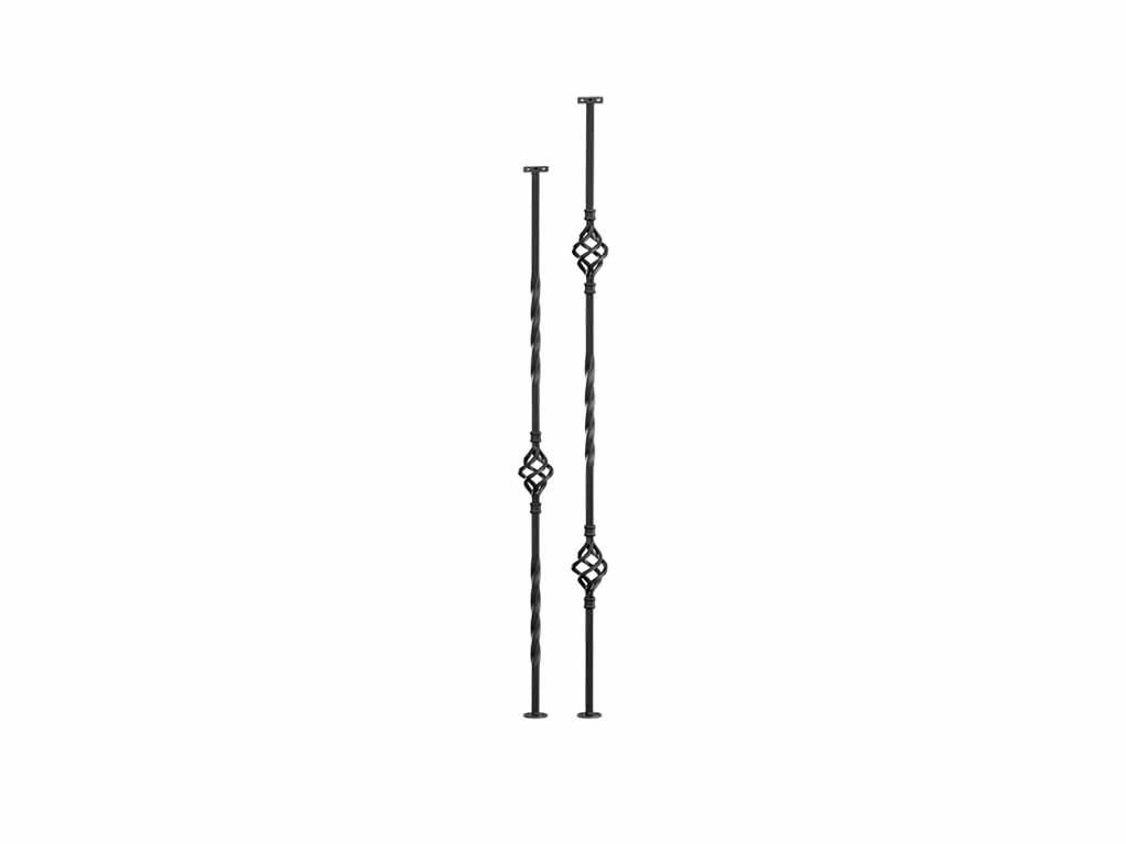 Balustrade Stair Spindles Wrought Iron Black With Basket 2 Pkg