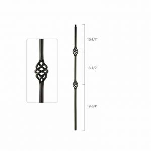 Bezdan - Satin Black Square Spindle with Double Basket