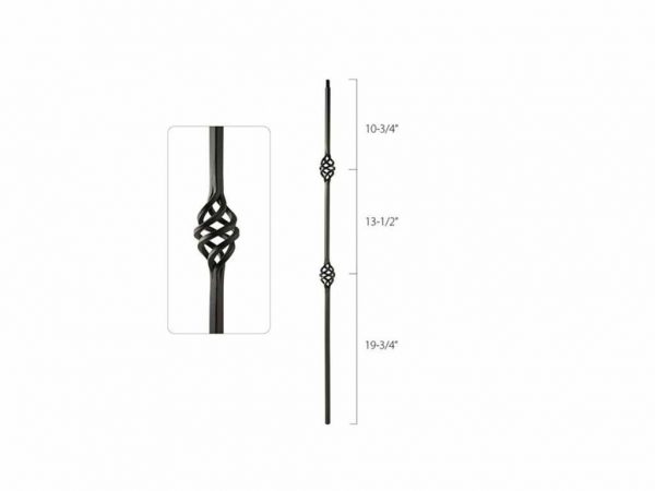 Bezdan - Satin Black Square Spindle with Double Basket