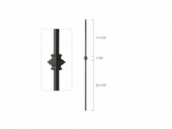 Bezdan - Wrinkled Black Square Spindle with Single Fixed Collar
