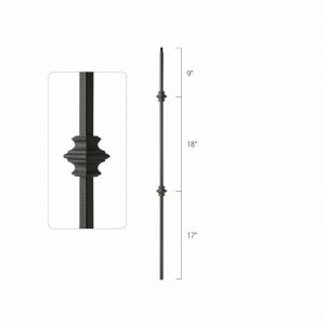 Bezdan - Wrinkled Black Square Spindle with Double Fixed Collar