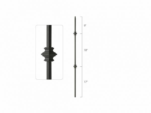 Bezdan - Wrinkled Black Square Spindle with Double Fixed Collar