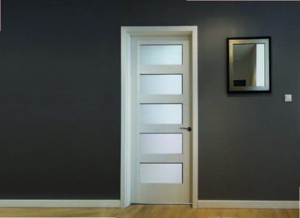 5 Panel Shaker - Diffused White Laminate French Door - Image 2